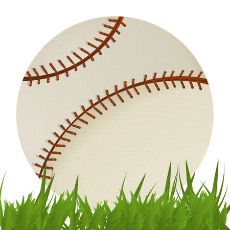 Baseball ball in the grass, isolated objects over white backgroundのイラスト素材