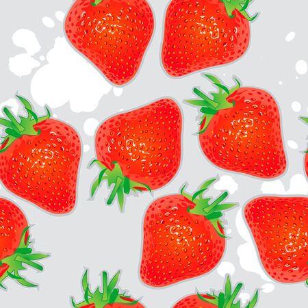 Seamless pattern with strawberries, abstract artのイラスト素材