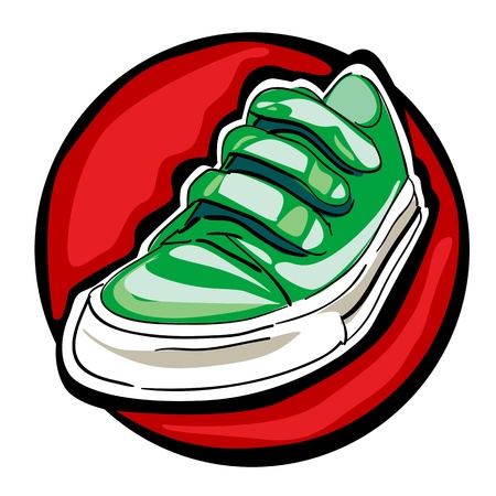 green sneakers with loops isolated on a white backgroundのイラスト素材