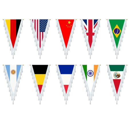 Stylized country flags, pennants over white background.のイラスト素材