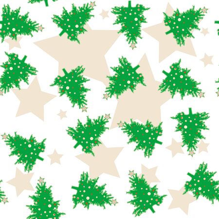 christmas tree pattern with stars over whiteのイラスト素材