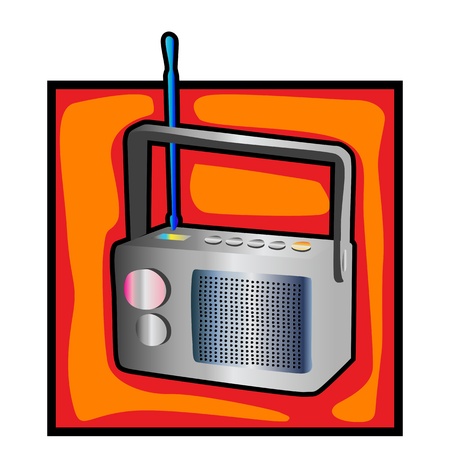 retro radio clip art on a classical background isolated on whiteのイラスト素材