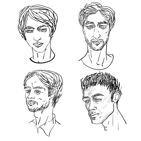 attractive men prortraits, 1950, 1960 and 1980 iconのイラスト素材