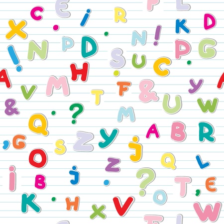 funny letters stickers pattern over a lined paperのイラスト素材
