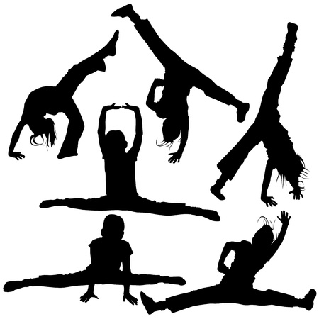 Set of gym silhouettes isolated on whiteのイラスト素材