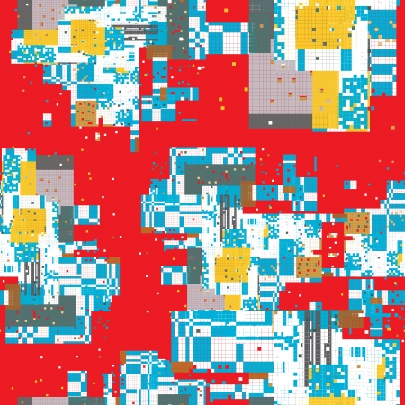 Pixel urban art pattern of a city map with a red backgroundのイラスト素材