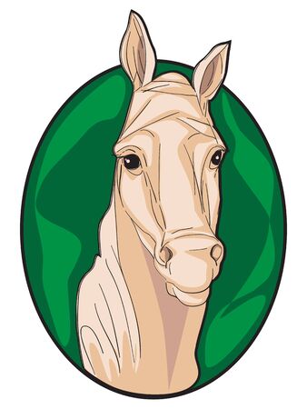 Hand drawn clipart illustration of a horse icon isolated on white のイラスト素材