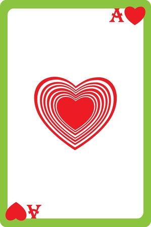 Scale hand drawn illustration of a playing card representing the ace of hearts, one element of a deckのイラスト素材