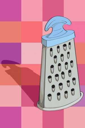 hand drawn illustration of a grater over a kitchen pattern with squaresのイラスト素材