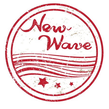 New wave grungy stamp isolated on white, retro seaside commercial appereanceのイラスト素材