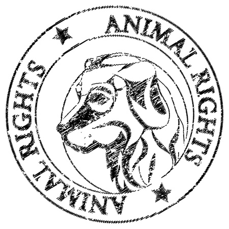 Animal rights stamp with the illustration of a dog head isolated on whiteのイラスト素材