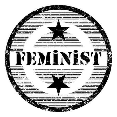Feminist grungy stamp with stars isolated on whiteのイラスト素材