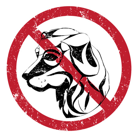 Banning stamp, ilustration of the forbidden acces with dogs のイラスト素材