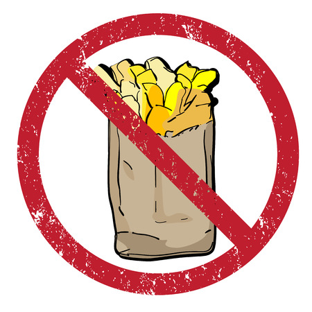 French fries banned stamp isolated on whiteのイラスト素材