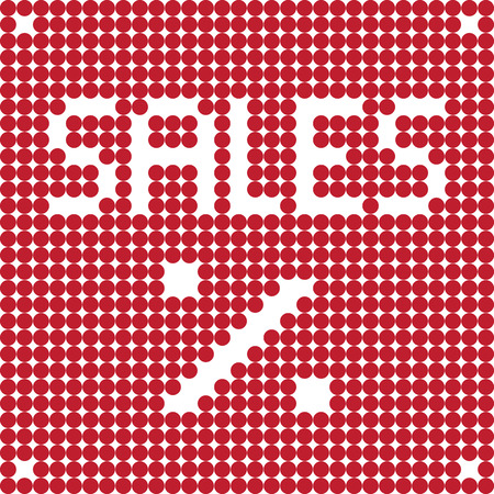 Sales stencil banner, pixel illustration of a scoreboard composition with digital text made of dotsのイラスト素材