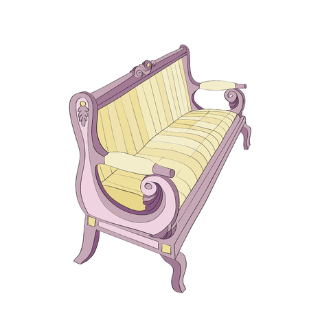 Illustration after a hand drawn sketch representing a Biedermeier sofaのイラスト素材
