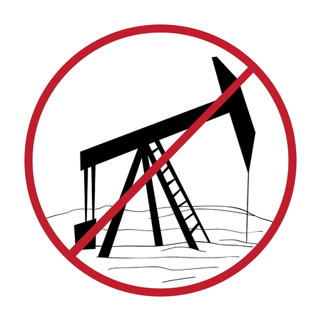 Climate change solution illustration, hand drawn sticker isolated on white, ban oil rig messageのイラスト素材