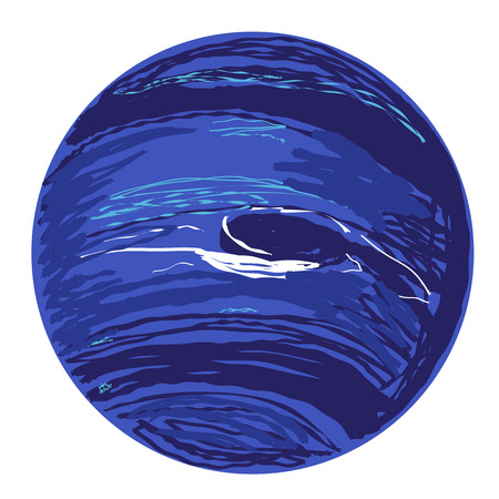 Planet Neptune doodle isolated on whiteのイラスト素材