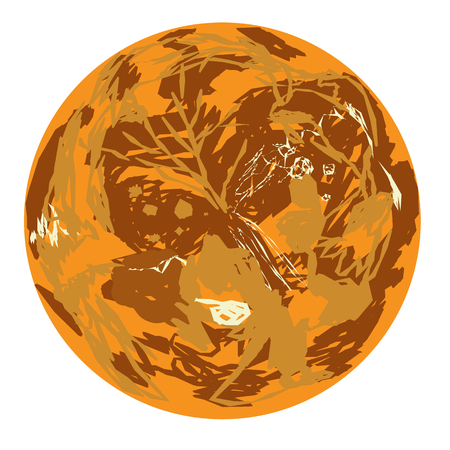 Planet Venus doodle isolated on whiteのイラスト素材