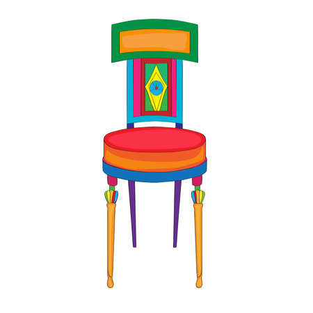 Hand drawn doodle illustration of a postmodern multicolored classical revival chair, object isolated on white, Directoire historical furniture styleのイラスト素材