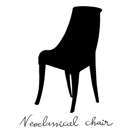 Hand drawn doodle illustration of a classical revival chair silhouette, object isolated on white, classical Louis Filippe hystorical furniture styleのイラスト素材