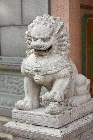 lion statue in Chinese temple , Bangkok ,thailandの写真素材