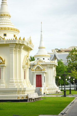 White Pagoda in the Temple , Bangkok , Thailandの写真素材
