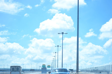 Blue Sky and White Clouds in Bangkok City , Thailandの写真素材