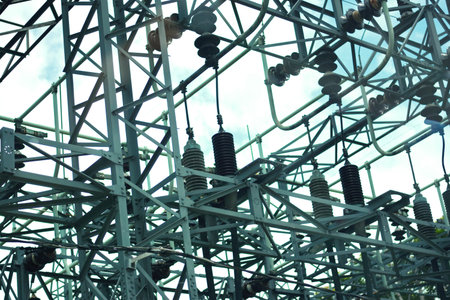 A Giant Electrics Pole in the City , Bangkok , Thailand