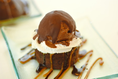 Chocolate Lava and Ice Creamの写真素材