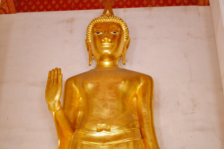 Golden Buddha Statue in Thai Temple , Bangkok , Thailandのeditorial素材