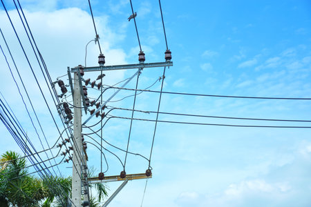 A Giant Electrics Pole in the City , Bangkok , Thailand