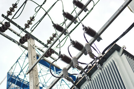 A Giant Electrics Pole in the City , Bangkok , Thailand