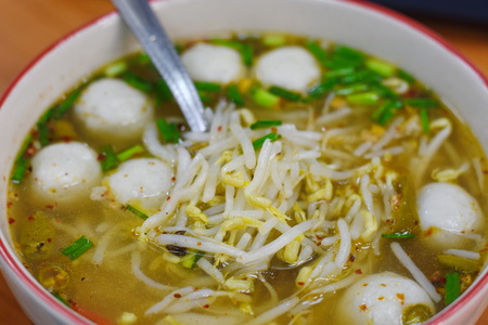Chinese Pasta Soup with Fish Ballの写真素材