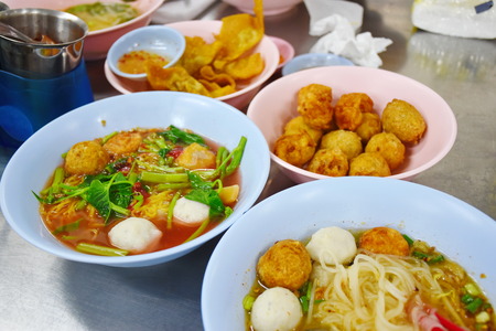 Noodles Fish Ball Thai Styleの写真素材