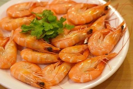 Steamed salted prawnsの写真素材