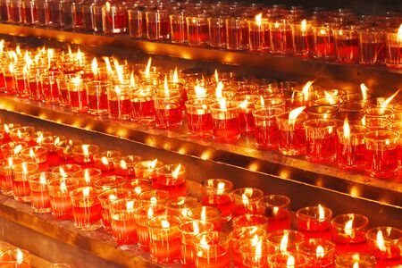 Colorful of candle in the templeの写真素材