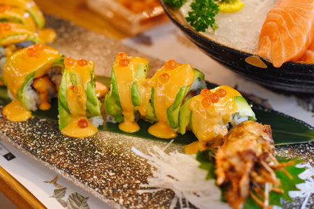 delicious avocado roll Japanese foodの写真素材