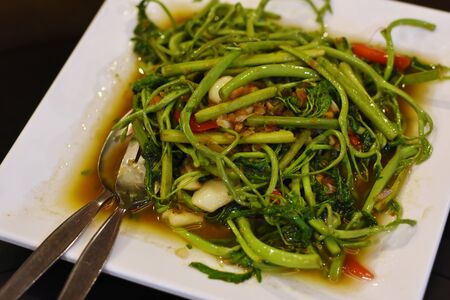 Stir Fried Red morning gloryの写真素材