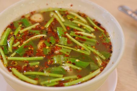 Hot and Spicy Soup with Pork Ribsの写真素材