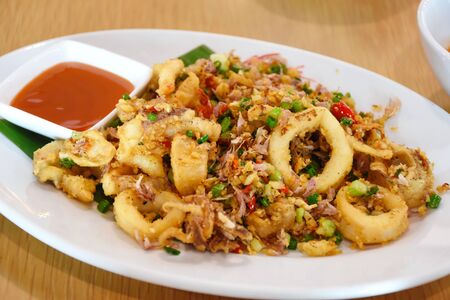 Stir Fried Squid with Chili Saltの写真素材