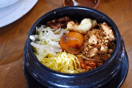 Thai Southern Spicy Rice Salad with Vegetablesの写真素材