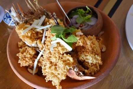 Crispy shrimps served with Spicy Mango Saladの写真素材
