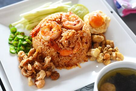 Shrimp Chili dip fried rice spicy thai foodの写真素材