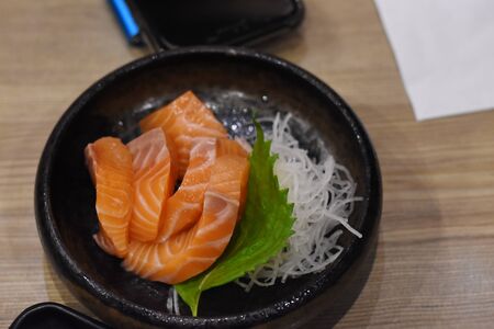 delicious salmon sashimi fresh japanese foodの写真素材