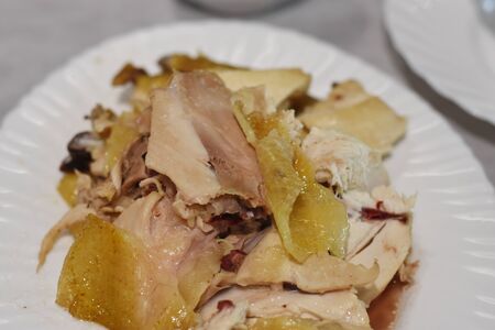 delicious food Steamed Chicken with spicy sauce thai foodの写真素材