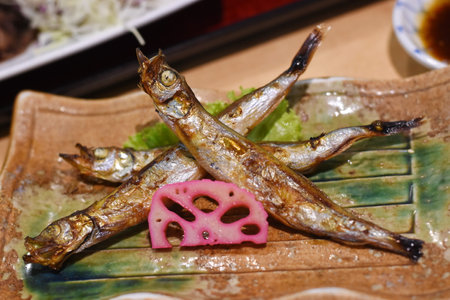 Grilled Egg Fish japanese foodの写真素材