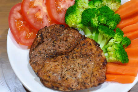 delicious meat steak Homemade with vegetableの写真素材