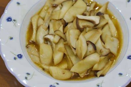 Stir fried mixed mushrooms with garlic butterの写真素材