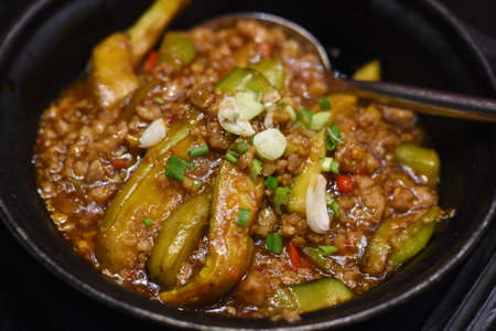 Thai spicy food,Thai spicy chili paste with eggplantの写真素材